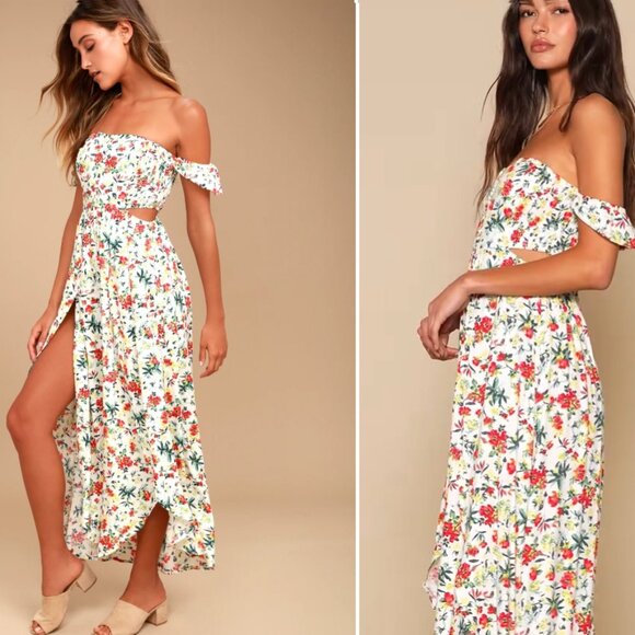 Lush Smocked Maxi Dress Floral Y2K Cottagecore Boho Fairycore Small - Picture 1 of 11